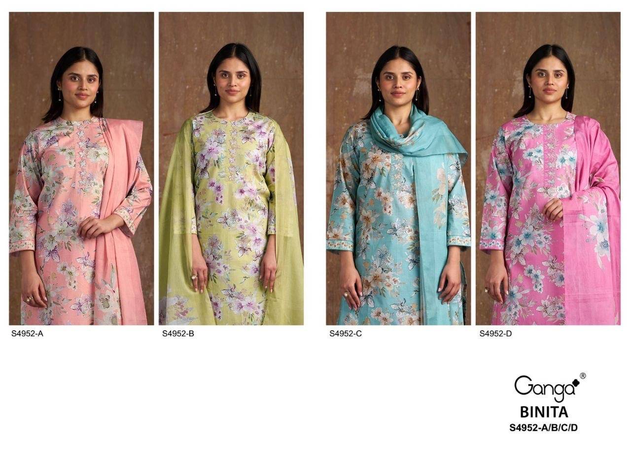 BINITA 4952 By Ganga Fashion Stylish Beautiful Colourful Cotton Dresses At Wholesale Price